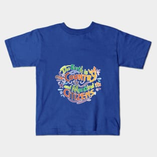 The Earth is but One Country colourful floral typography Kids T-Shirt